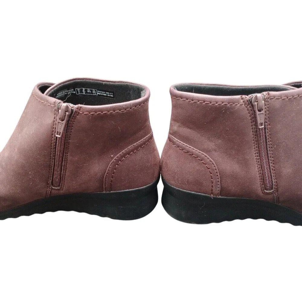 Clarks Cloudsteppers‎ Sillian Tino Burgundy Plum Ankle Boots Womens 8.5 M